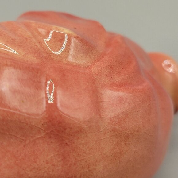 Pink Sow Pig Hog Piggy Bank Ceramic Bow Around Neck Vintage - Picture 8 of 8